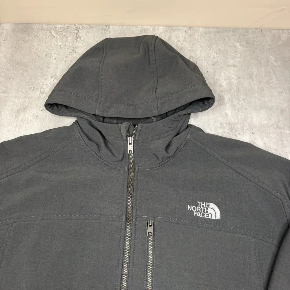 North Face Men's Hooded Softshell Full Zip Jacket Gray XXL Nimble Windwall